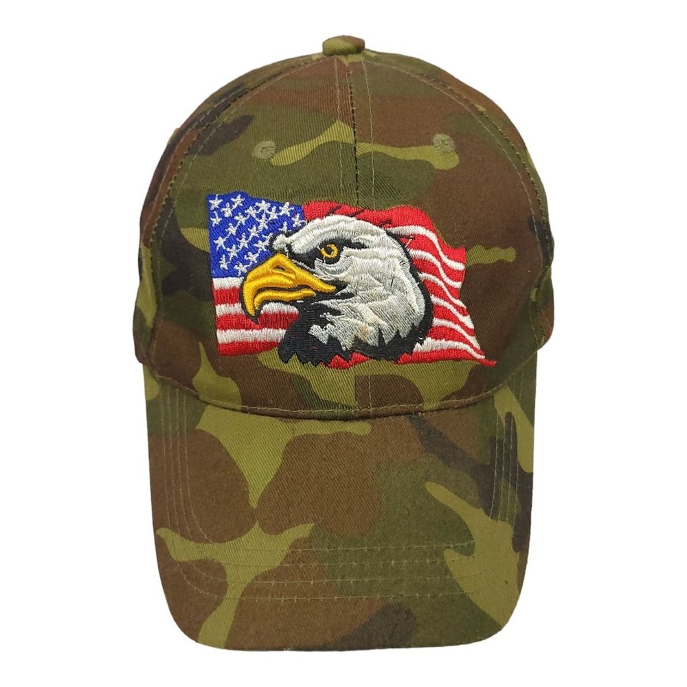 Vintage Camouflage Eagle Flag Mesh Strapback Trucker Hat Baseball Cap 3D Patch